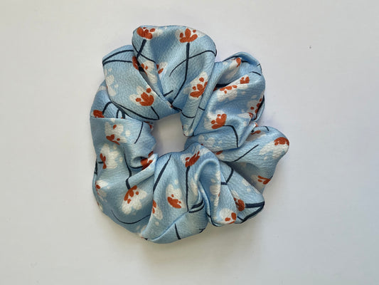 Blue Flower Scrunchie